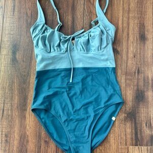 Summersalt Blue and Gray One-Piece Swimsuit with Spaghetti Straps